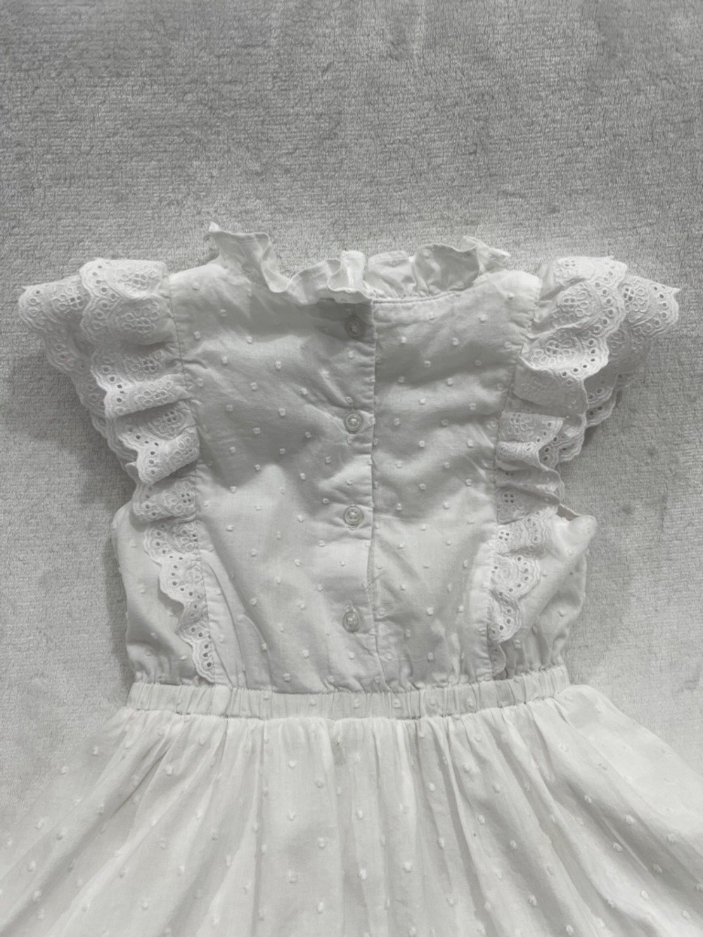 Janie and Jack Pintuck Eyelet Dress Summer Ruffle Detail Size 5 Special Occasion - Picture 6 of 14